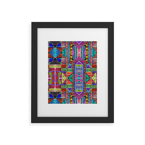 Amy Sia Tribal Patchwork Red Framed Art Print