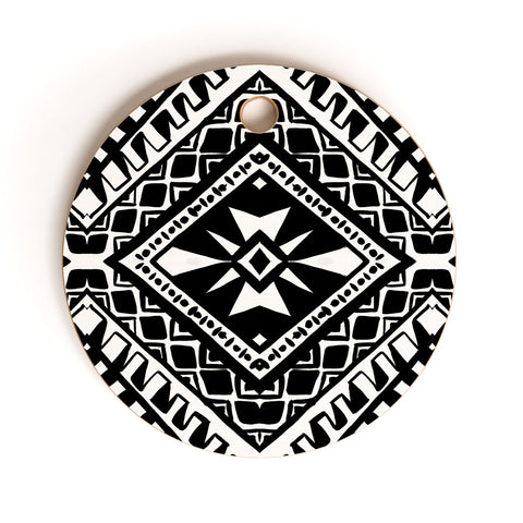 Amy Sia Tribe Black and White 1 Cutting Board Round