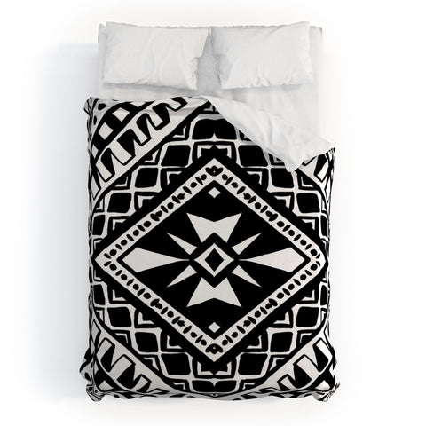 Amy Sia Tribe Black and White 1 Duvet Cover