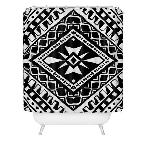 Amy Sia Tribe Black and White 1 Shower Curtain