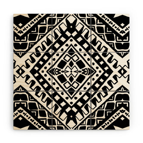 Amy Sia Tribe Black and White 2 Wood Wall Mural