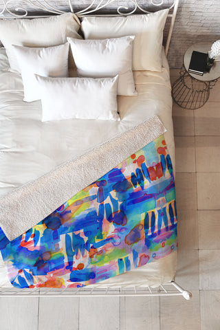 Amy Sia Tropico Blue Fleece Throw Blanket