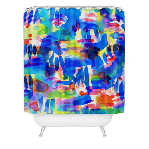 Amy Sia Tropico Blue Shower Curtain
