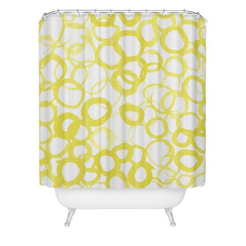 Amy Sia Watercolor Circle Ochre Shower Curtain