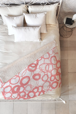 Amy Sia Watercolor Circle Rose Fleece Throw Blanket