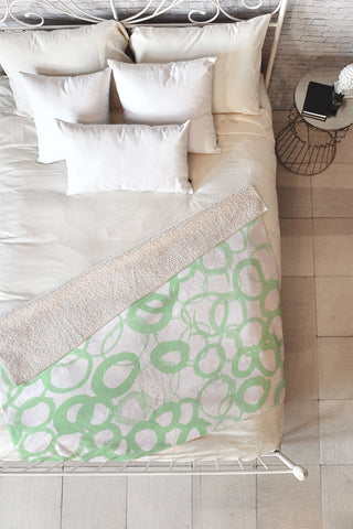 Amy Sia Watercolor Circle Sage Fleece Throw Blanket
