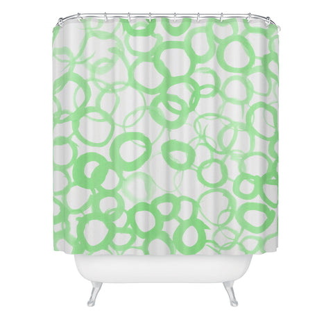 Amy Sia Watercolor Circle Sage Shower Curtain