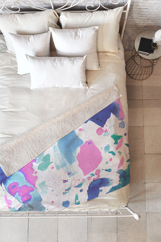 Amy Sia Watercolor Splash 2 Fleece Throw Blanket
