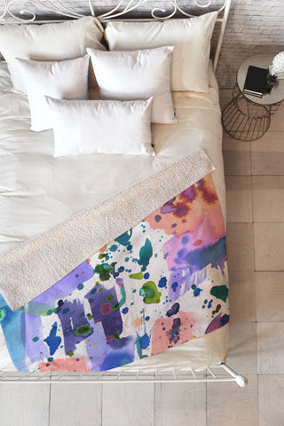 Amy Sia Watercolor Splatter Fleece Throw Blanket