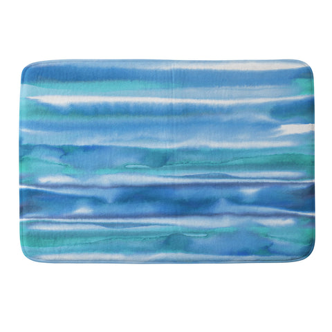 Amy Sia Watercolor Stripe Blue Memory Foam Bath Mat
