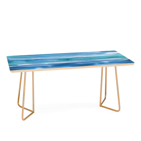 Amy Sia Watercolor Stripe Blue Coffee Table