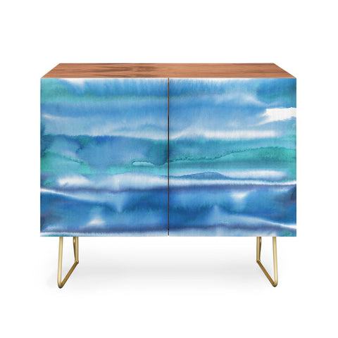 Amy Sia Watercolor Stripe Blue Credenza