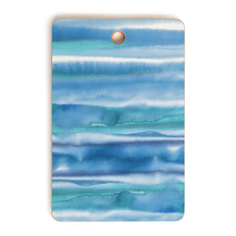 Amy Sia Watercolor Stripe Blue Cutting Board Rectangle