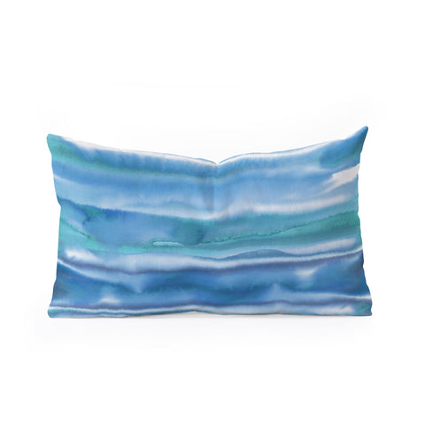 Amy Sia Watercolor Stripe Blue Oblong Throw Pillow