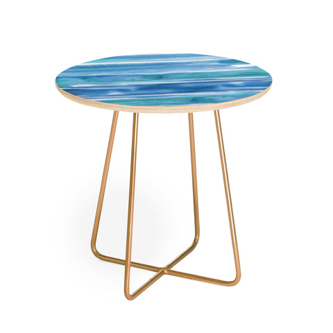 Amy Sia Watercolor Stripe Blue Round Side Table