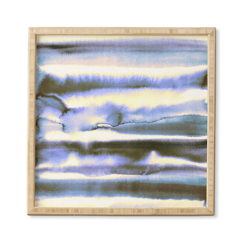 Amy Sia Watercolor Stripe Deep Blue Framed Wall Art