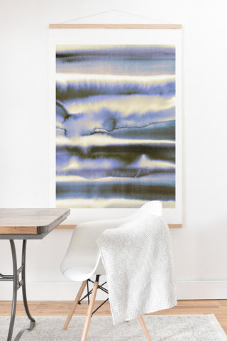 Amy Sia Watercolor Stripe Deep Blue Art Print And Hanger