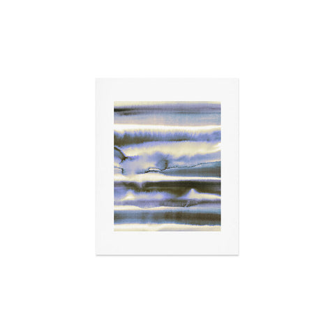 Amy Sia Watercolor Stripe Deep Blue Art Print