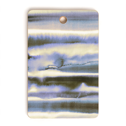 Amy Sia Watercolor Stripe Deep Blue Cutting Board Rectangle
