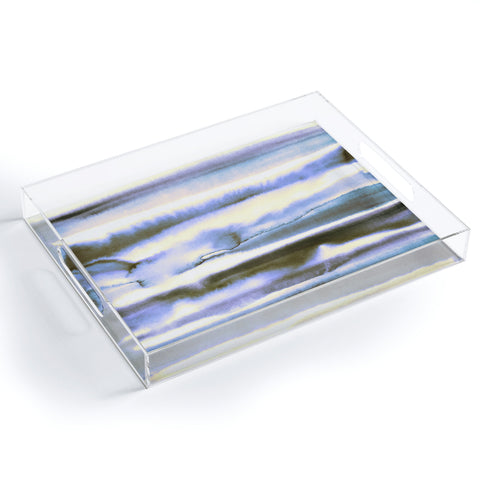Amy Sia Watercolor Stripe Deep Blue Acrylic Tray
