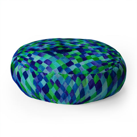 Amy Sia Watercolour Diamonds Blue Floor Pillow Round