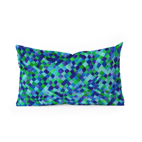 Amy Sia Watercolour Diamonds Blue Oblong Throw Pillow