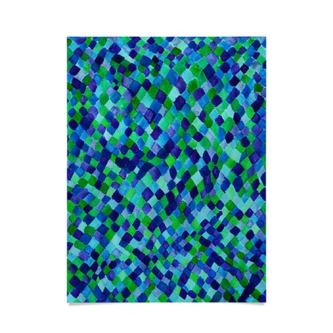 Amy Sia Watercolour Diamonds Blue Poster