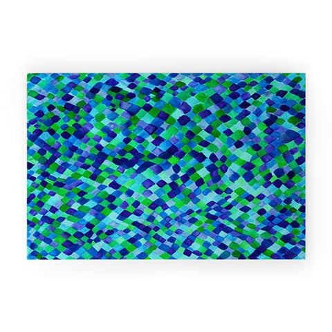 Amy Sia Watercolour Diamonds Blue Welcome Mat