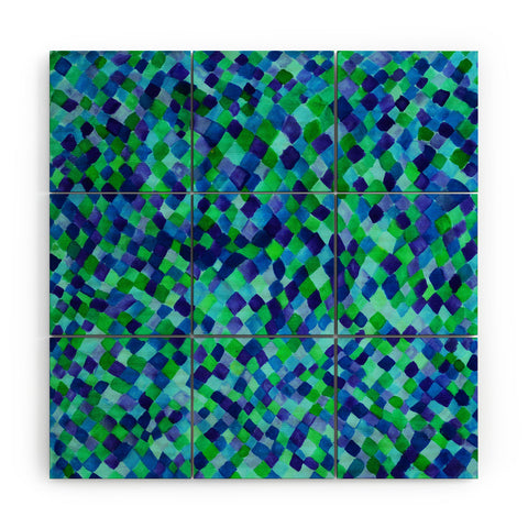 Amy Sia Watercolour Diamonds Blue Wood Wall Mural