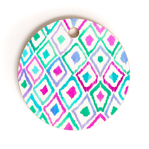 Amy Sia Watercolour Ikat 2 Cutting Board Round