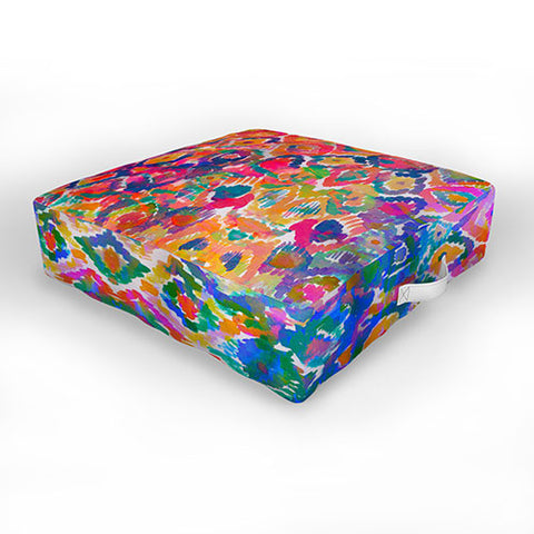 Amy Sia Watercolour Ikat 3 Outdoor Floor Cushion