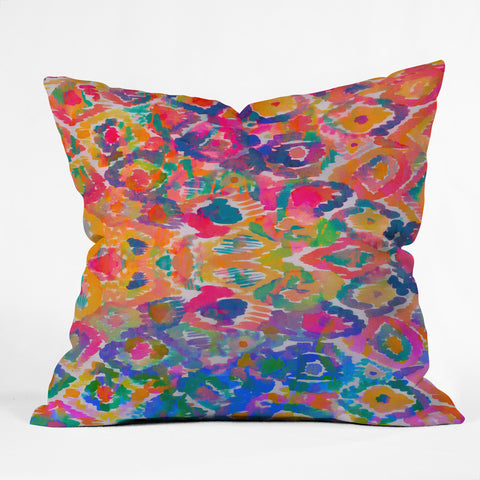 Amy Sia Watercolour Ikat 3 Outdoor Throw Pillow