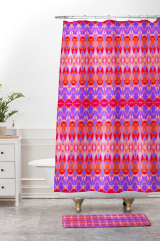 Amy Sia Watercolour Ikat 4 Shower Curtain And Mat
