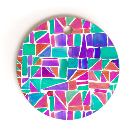 Amy Sia Watercolour Shapes 1 Cutting Board Round