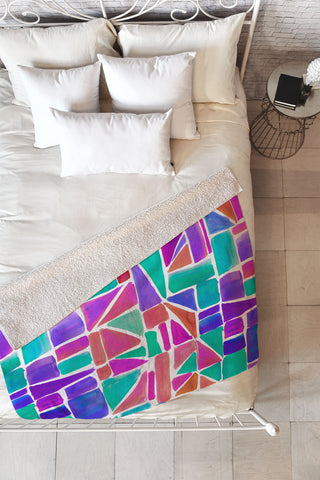 Amy Sia Watercolour Shapes 1 Fleece Throw Blanket