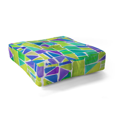 Amy Sia Watercolour Shapes Lemon Floor Pillow Square