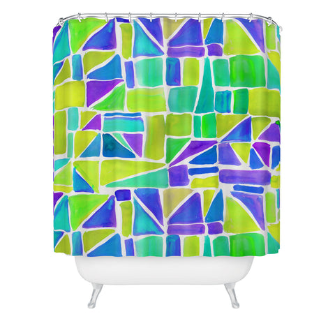 Amy Sia Watercolour Shapes Lemon Shower Curtain