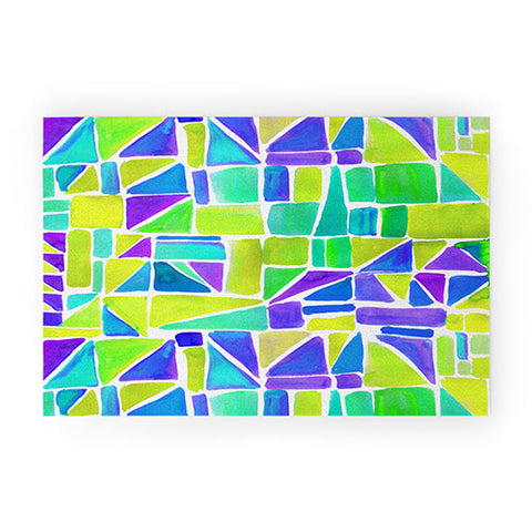 Amy Sia Watercolour Shapes Lemon Welcome Mat