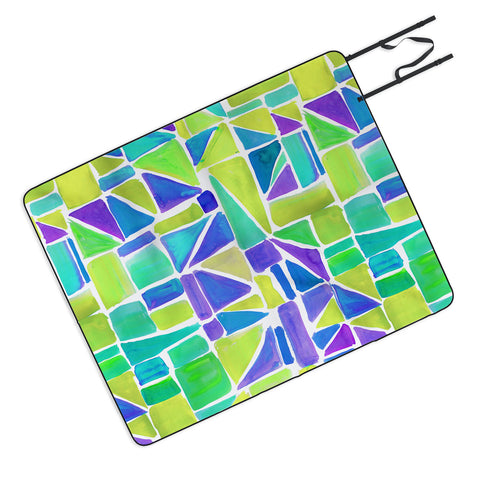 Amy Sia Watercolour Shapes Lemon Picnic Blanket