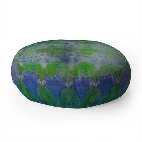 Amy Sia Watercolour Tribal Green Floor Pillow Round