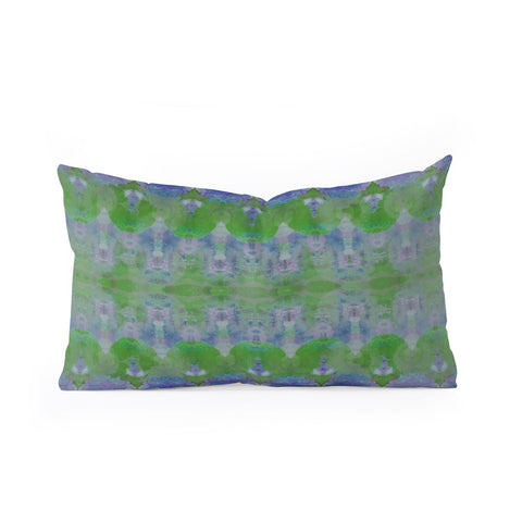 Amy Sia Watercolour Tribal Green Oblong Throw Pillow