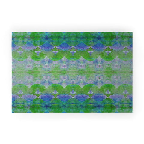 Amy Sia Watercolour Tribal Green Welcome Mat