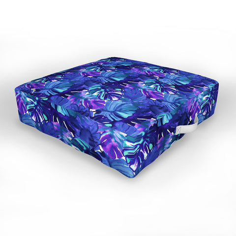 Amy Sia Welcome to the Jungle Palm Blue Outdoor Floor Cushion