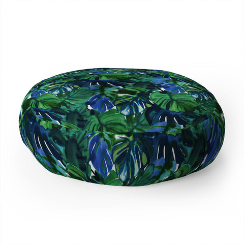 Amy Sia Welcome to the Jungle Palm Deep Green Floor Pillow Round