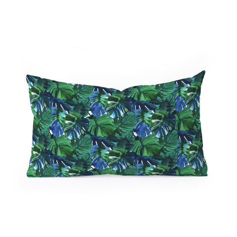Amy Sia Welcome to the Jungle Palm Deep Green Oblong Throw Pillow