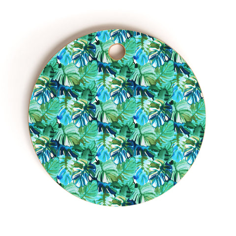Amy Sia Welcome to the Jungle Palm Green Cutting Board Round