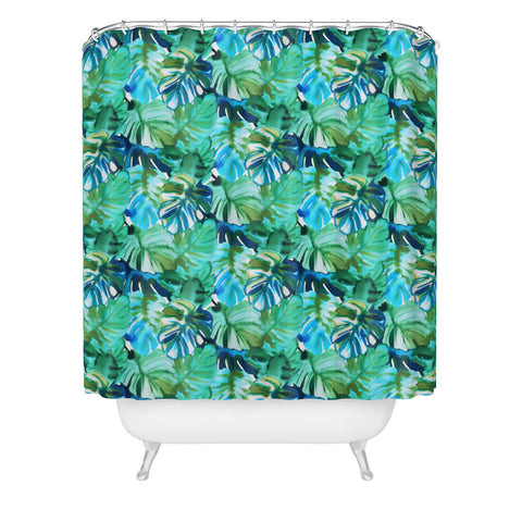 Amy Sia Welcome to the Jungle Palm Green Shower Curtain