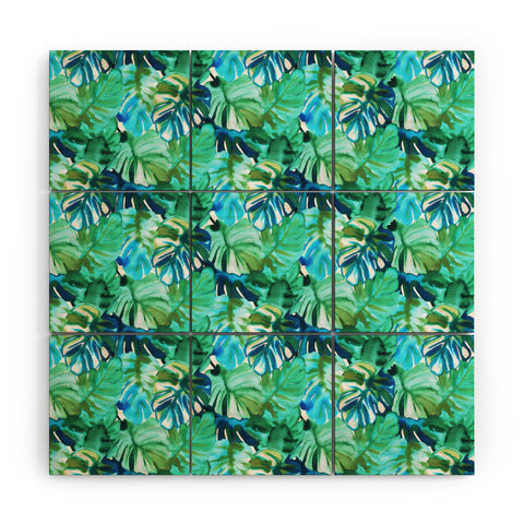 Amy Sia Welcome to the Jungle Palm Green Wood Wall Mural