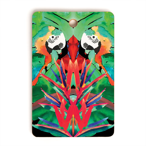 Amy Sia Welcome to the Jungle Parrot Cutting Board Rectangle