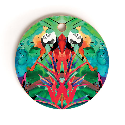 Amy Sia Welcome to the Jungle Parrot Cutting Board Round